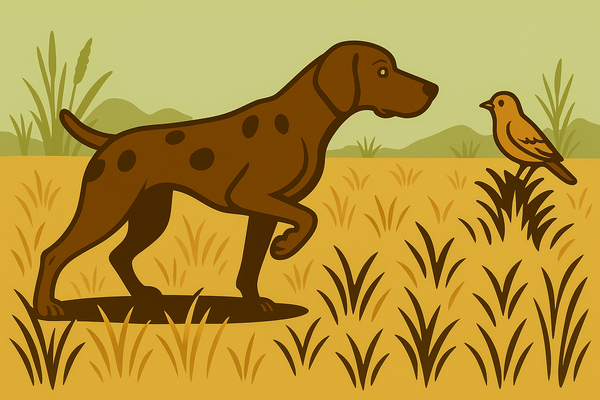 German Shorthaired Pointer and a bird