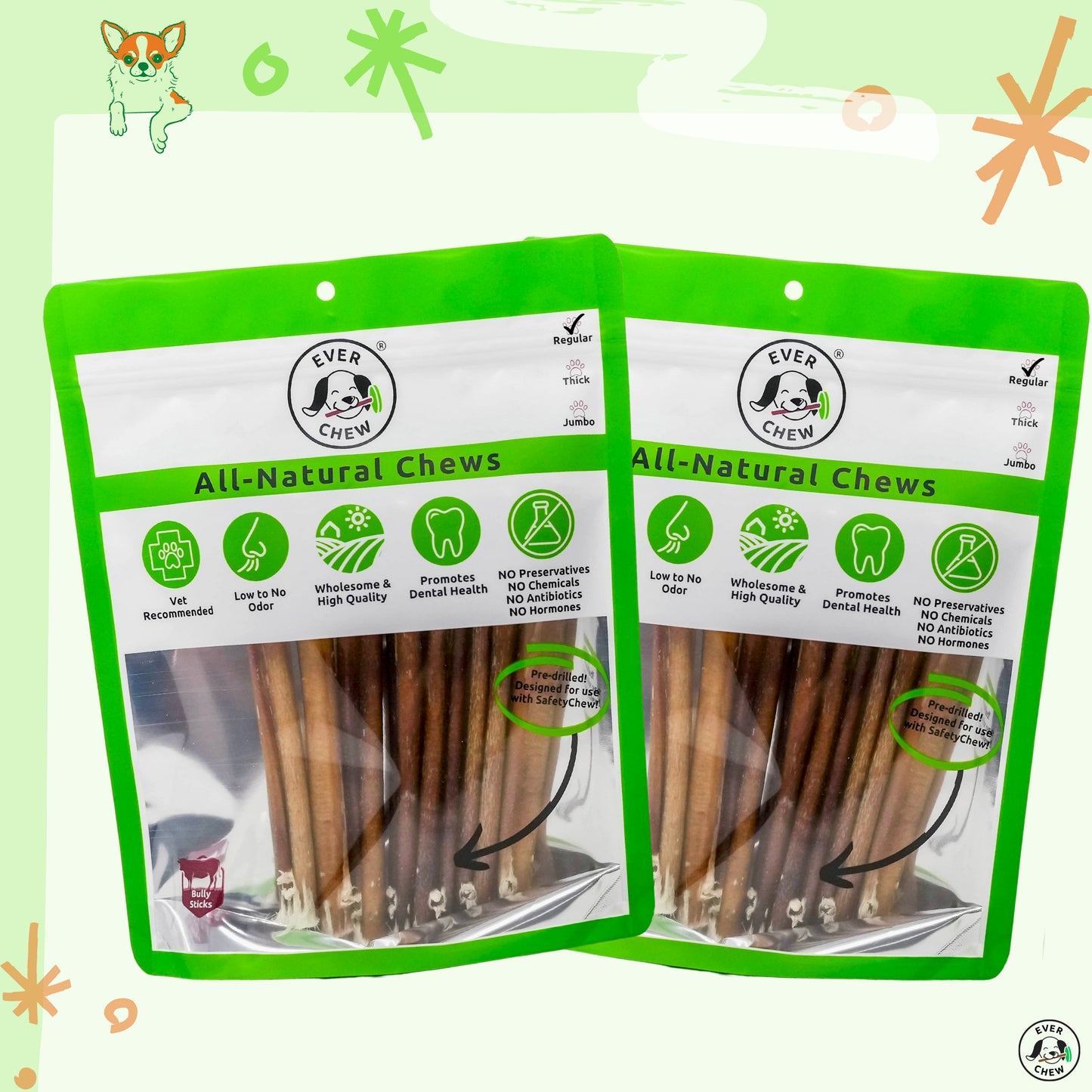 AT COST -- EverChew All-Natural Bully Sticks - Refill Pack - Bully Stick SafetyChew