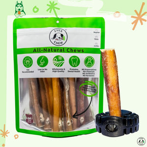 VIP SuperChew Large Dog Starter Pack: Indestructible Bully Stick Holder + All-Natural Bully Sticks for Dogs 40+ lbs & Superchewers - Bully Stick SafetyChew