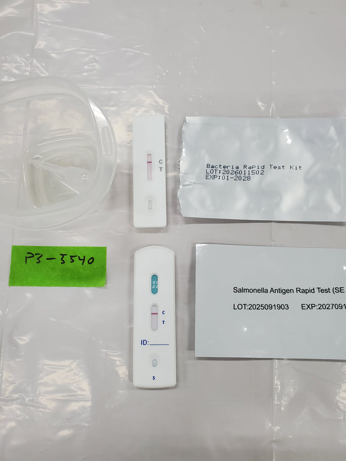 First enriched dog chew sample applied to Salmonella and E. coli screening cassettes