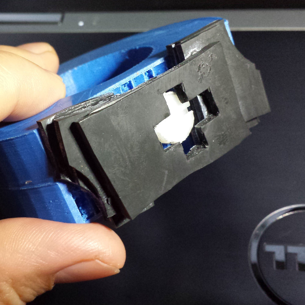 early prototype with push out rubber latches