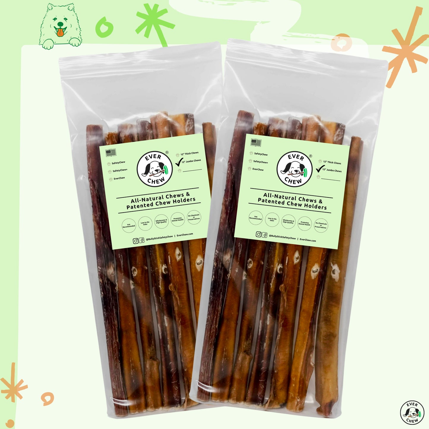 EverChew All-Natural Bully Sticks - Refill Pack