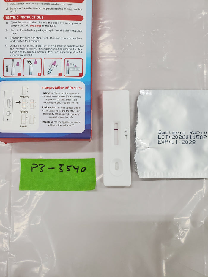 Sample P3-5540 E Coli negative test result.